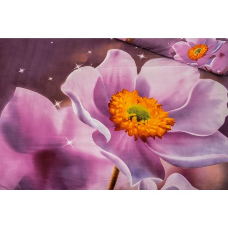 Lenjerie pat + Pilota primavara/toamna +2 Perne, Purple Flower