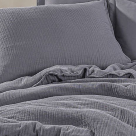 Lenjerie de pat din muselina si bumbac satinat antracit, 100% bumbac , design elegant si respirabil