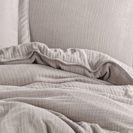 Lenjerie de pat din muselina si bumbac satinat Cappuccino, 100% bumbac , design elegant si respirabil