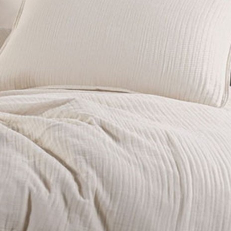 Lenjerie de pat din muselina si bumbac satinat Crem, 100% bumbac , design elegant si respirabil