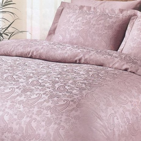 Lenjerie de pat TAC Jakar Brinley Lila, bumbac 100% satinat, design jacquard, nuanțe lila, set 6 piese.
