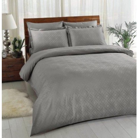 Lenjerie de pat TAC Jakar Vision Antracit, bumbac 100% satinat, design clasic jacquard, nuanțe antracit, set 6 piese.