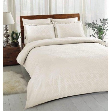 Lenjerie de pat TAC Jakar Vision Crem, bumbac 100% satinat, design clasic jacquard, nuanțe crem, set 6 piese.