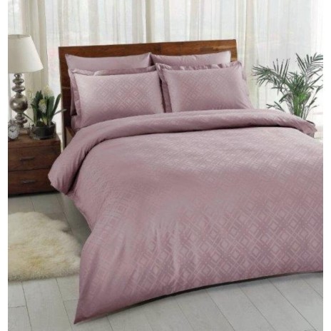 Lenjerie de pat TAC Jakar Vision Lila, bumbac 100% satinat, design clasic jacquard, nuanțe lila, set 6 piese.