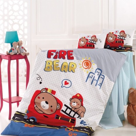 Lenjerie patut bebelusi bumbac 100% ranforce, Nazenin Home, Fire Bear