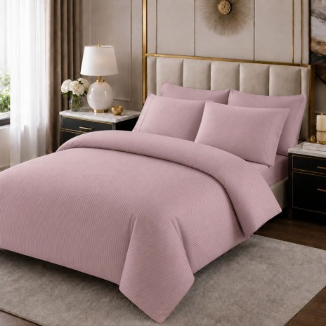 Lenjerie XXL dublu bumbac 100% premium satin, TAC, Stripe lila King
