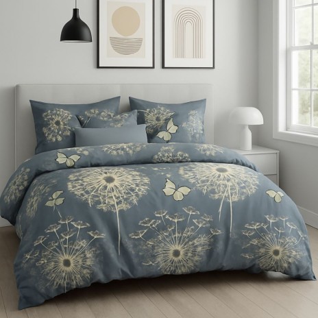 Lenjerie de pat dublu cu papadii galbene din bumbac si poliester Elvo - lenjerii 1+1 gratis