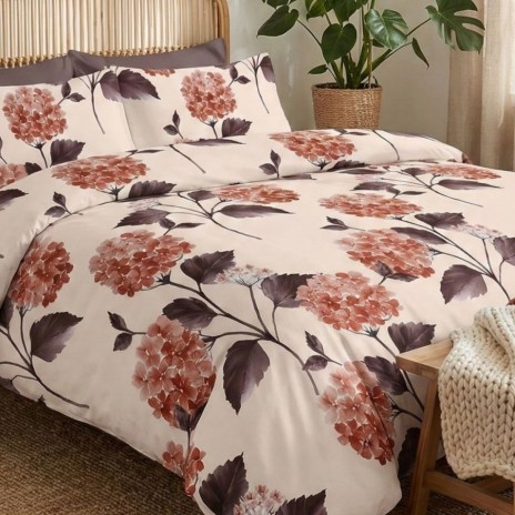 Lenjerie de pat dublu hortensii design floral elegant