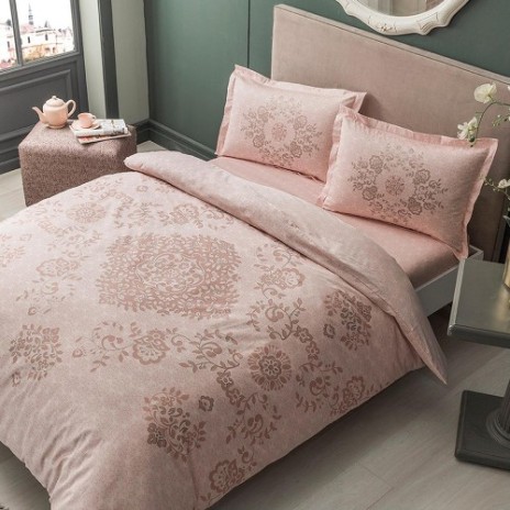 Lenjerie de pat Tac Carissa roz prăfuit cu model floral din bumbac satinat