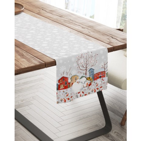 Napron Craciun bumbac 40x200cm, Sweet Home cu peisaj de iarna