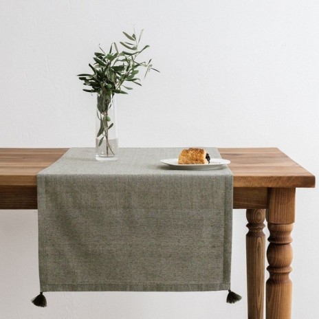 Napron masa 50x150cm verde cu ciucuri Selendi