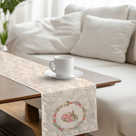 Napron Paste 40x200 cm bumbac 100%, model cu iepuraș și coroană florală – Club Cotton Cena