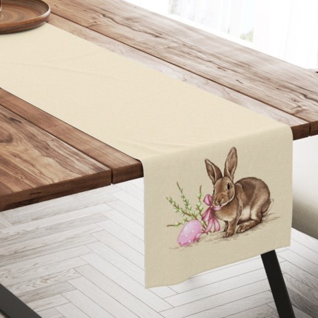 Napron Paste 40x200 cm bumbac 100%, model cu iepuraș, ou de Paște și crenguțe de salcie – Club Cotton Maddi