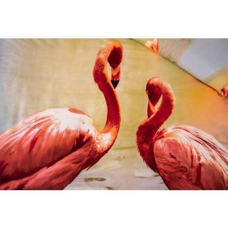 Lenjerie de pat dublu cu design spectaculos de flamingo roz. Lenjerii de pat 1+1 gratis.