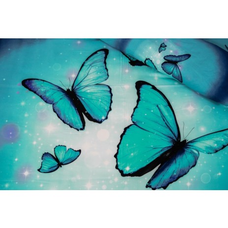 Lenjerie de pat 3D cu fluturi albaştri pe fundal albastru, set de 4 piese, lenjerii de pat 1+1 gratis