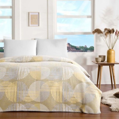 Patura TAC Allba 200x220 cm din bumbac si fibra mixta, cu imprimeu geometric modern