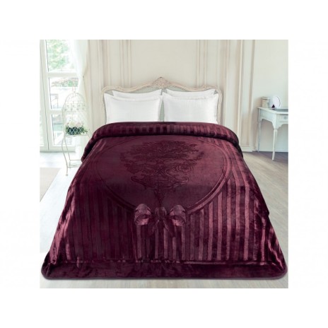 Patura catifelata 220x240cm, Madame Coco, grena