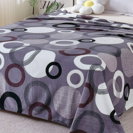 Pătură cocolino 200x230 cm cu cercuri gri, alb și negru – design geometric modern