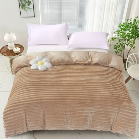 Patura cocolino Line 200x230cm maro, microfibra plusata dungi