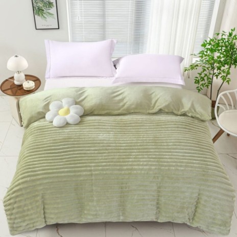 Patura cocolino Spot 200x230cm verde pal, microfibra plusata dungi.