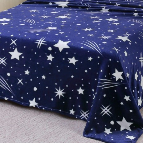Patura cocolino albastra cu imprimeu de steluțe 200x230 cm
