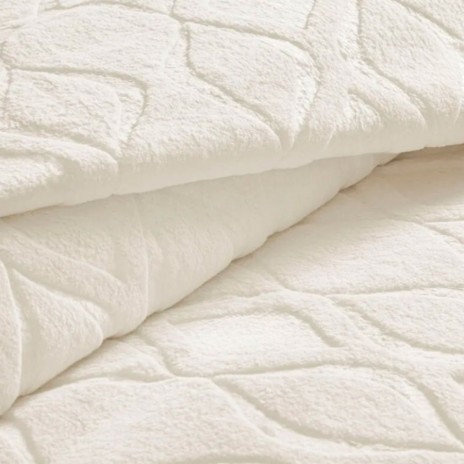 patura embosata TAC Tessra ecru 220x240 cm cu model reliefat utilizata ca patura sau cuvertura decorativa pentru pat