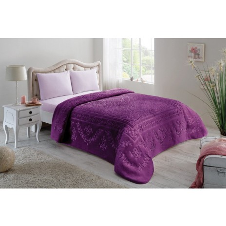 Patura de lux embosata 220x240cm, Amira Purple(mov)