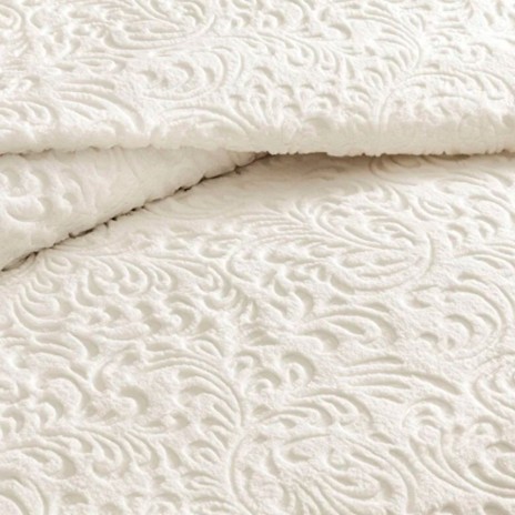 patura embosata TAC Doressa ecru 220x240 cm model ornamental reliefat utilizata ca patura sau cuvertura decorativa pentru pat