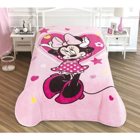Pătură de lux Disney Minnie Mouse, roz, alb, negru, 160x220 cm.