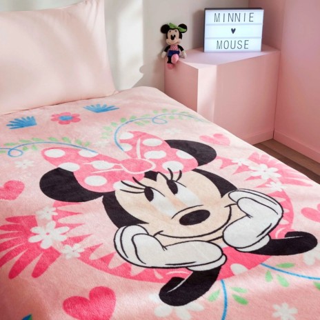 Pătură de lux Disney Minnie Pinky Garden, 160x220 cm, bumbac 100%