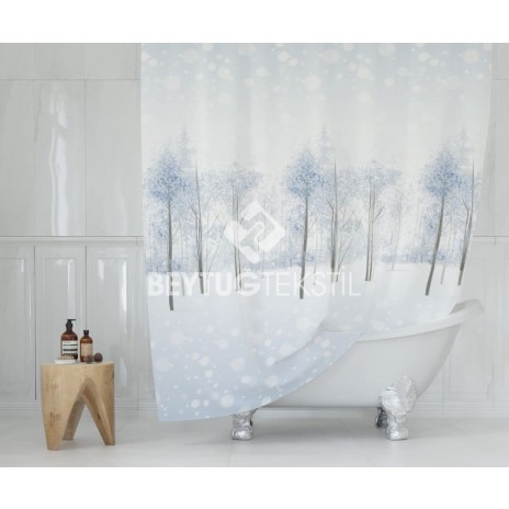 Perdea dus cu 12 inele, dimensiunea 180x200cm 8759 SNOWY