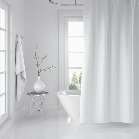 Perdea dus cu 12 inele, dimensiunea 180x200cm, alb, cod 016