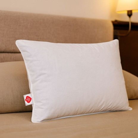 Perna naturala 50x70 cm, Cotton Box, umplutura 100% pana de gasca, husa din bumbac alb, design simplu si elegant pentru un somn confortabil.