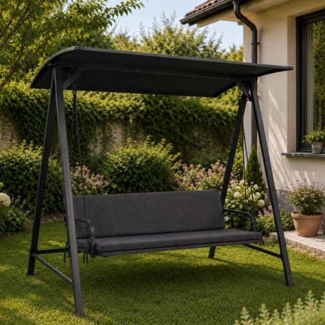 perna balansoar gradina negru 150x50x50 cm  doua segmente husa detasabila Oxford Ralex Pucioasa