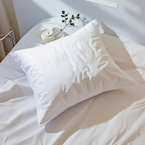 pernă hotel Luxury microgel 70x70 cm albă, ultra-pufoasă, pe pat minimalist