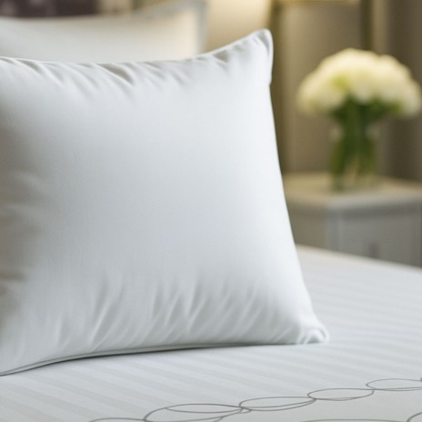 pernă hotel antialergică 70x70 cm bumbac Percale albă, pufoasă, pe pat elegant