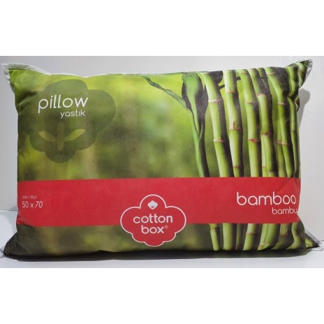 Pernă albă Cotton Box cu umplutură de bambus și microgel, dimensiuni 50x70 cm, perfectă pentru somn odihnitor