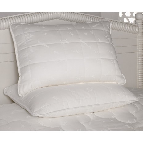 Pernă albă Cotton Box cu umplutură de bambus și microgel, dimensiuni 50x70 cm, perfectă pentru somn odihnitor