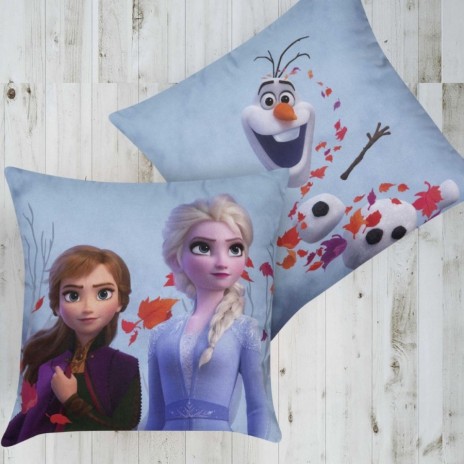 Pernuță decorativă Disney pentru copii cu Elsa și Anna, Frozen Autumn, dimensiune 40x40 cm.