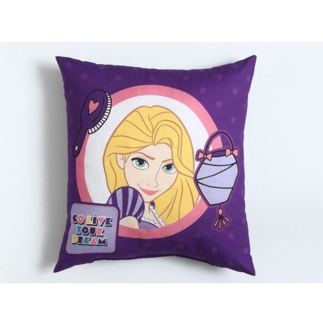 Pernuță decorativă Disney Rapunzel, mov, bumbac 100%, dimensiune 40x40 cm, pentru camera copiilor.