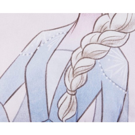 Pernuță decorativă rotundă Disney pentru copii cu Elsa din filmul Frozen, în culori albastru deschis, alb și roz, diametru 40 cm, cu desene animate detaliate.