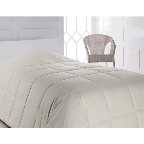 Pilota deluxe iarna 195x215cm matlasata, umplutura lana naturala si fata din bumbac 100%, culoare ecru