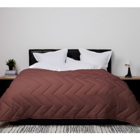 Pilota lână 100% naturală cu față din damasc, maro, dimensiune 160x210 cm, fabricată în România