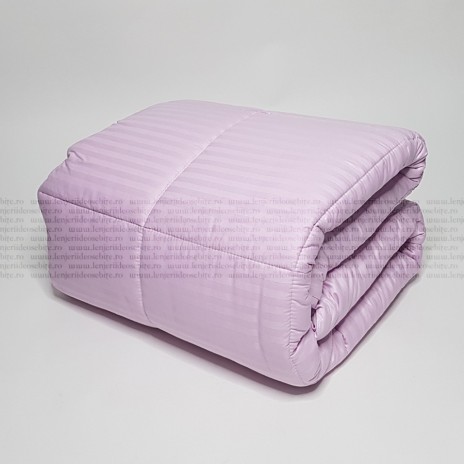 Pilota lila lana 100% naturala Pucioasa 200x215 cm, fata damasc, confort si caldura pentru noptile reci de iarna