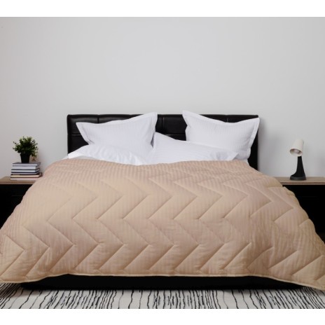 Pilota cappuccino lana 100% naturala Pucioasa 180x210 cm, fata damasc, confort si caldura pentru noptile reci de iarna