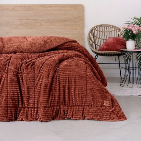 Pilota iarna cocolino pat dublu Cotton Box Wave Caramiziu 200x220