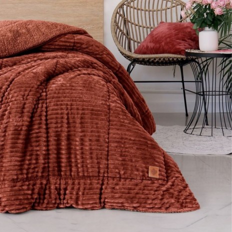 Pilota iarna cocolino pat dublu Cotton Box Wave Caramiziu 200x220