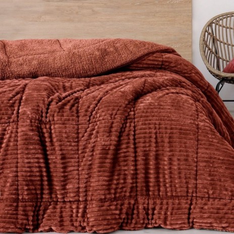 Pilota iarna cocolino pat dublu Cotton Box Wave Caramiziu 200x220