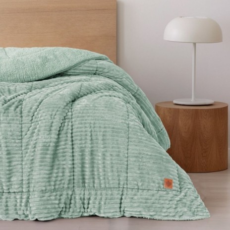 Pilota iarna cocolino pat dublu Cotton Box Wave Verde Salvie 200x220