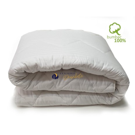 Pilota iarna 160x215cm Ralex Pucioasa, fata si umplutura bumbac 100%, culoare alba, fabricata in Romania